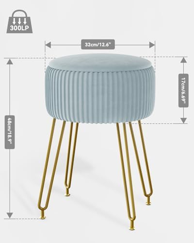 IBUYKE Storage Footrest Chair Ottoman, Makeup Vanity Stool, Blue LG-20H