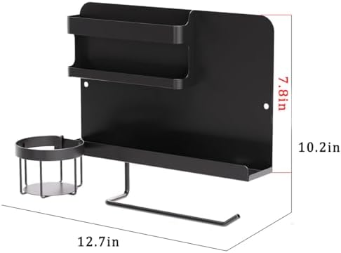Bedside Shelf for Bed, Metal Floating Nightstand Wall Organizer, No Drill Dorm Room Essentials, Heavy Duty Caddy with Cup Holder & Charging Station for Bunk Bed, Loft, Remote - Matte Black