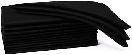 Ramanta Home Set of 12 Polyester Cloth Napkins 18x18 Inches, Black