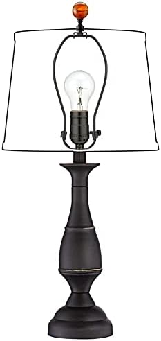 Tawny Crystal Lamp Finial Cap – Handmade Ball Shaped Patterned Glass, 2 Inches Tall, Bronze Finish