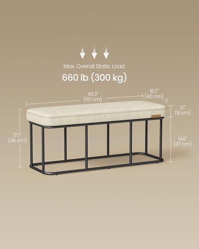 VASAGLE Storage Ottoman Bench for Entryway, PU Leather, Loads 660 lb