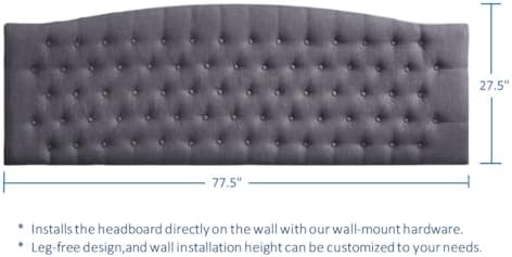 24KF Upholstered Tufted Button Linen Wall Mounted Headboard,Comfortable Fashional Headboard King/CA King Size, 6055-K-Dark Gray