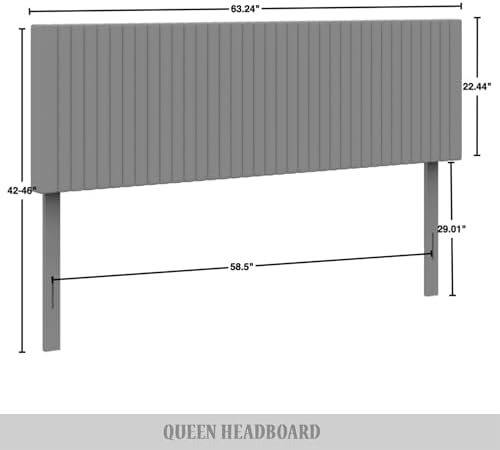 Queen Corduroy Velvet Upholstered Adjustable Headboard, Light Blue