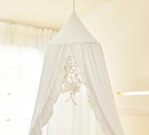 Mengersi Bed Canopy for Girls, White, Modern Style, 5"W x 5"L 94.5"H