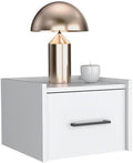 DEPOT E-SHOP 59" Yorktown Floating Nightstand, Space-Saving Design with Handy Drawer and Surface, White – Bedside Nightstand with Storage for Bedroom Beside Tables & Small Spaces