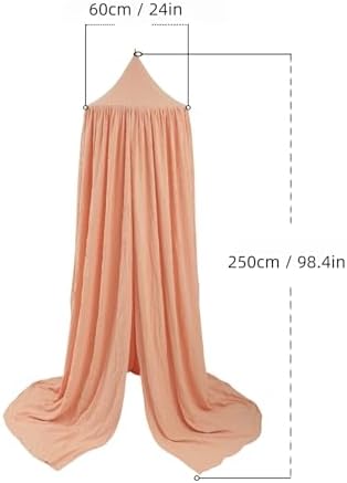 Cotton Kids Bed Canopy, Nursery Room Baby Crib Hanging Curtain Mosquito Net Hideaway Bedding Children Reading Nook Decoration, Pastel Neutral Color for Boys & Girls (Pink)