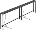 SUPERJARE 110.2 inch Narrow Behind Couch Table with Charging Stations
