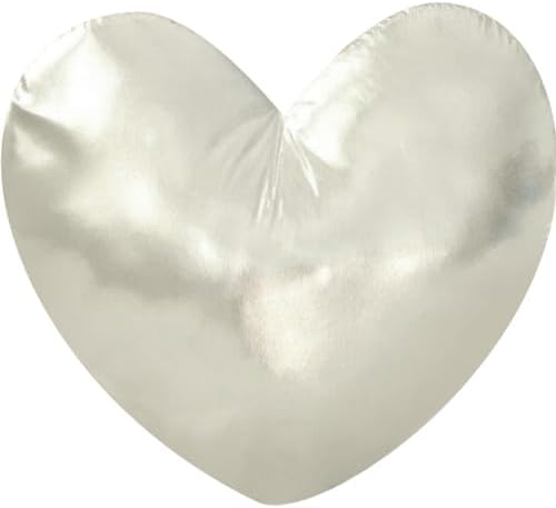 Silver Heart Decorative Throw Pillow, Adorable Heart Accent Cushion for Bed Couch Sofa, Waist Cushion for Car Seat Back Support, Photo Prop and Home Decor