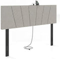 KOMFOTT Upholstered Full & Queen Headboard with Charging Station, Grey