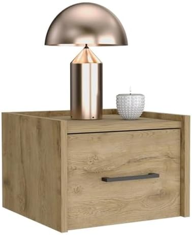 DEPOT E-SHOP 59" Yorktown Floating Nightstand, Space-Saving Design with Handy Drawer and Surface, Macadamia – Bedside Nightstand with Storage for Bedroom Beside Tables & Small Spaces