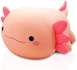 Squishy Axolotl Night Light, Soft Silicone Pink Axolotl Lamp for Kids with 20-Minute Timer, 2 Brightness Levels, Rechargeable LED Nightlight for Girls, Ages 3+