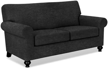 URBANLIFE 3-Piece Stretch Sofa Covers for 2 Cushion Couch, Black
