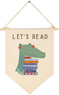 Let's Read-Cute Crocodile Wall Decor Gift for Baby Boys Girls Kids-Canvas Hanging Flag Pennant Banner Wall Decor Gift for Classroom Nursery Homeschool Baby Room Playroom Reading Room Bedroom