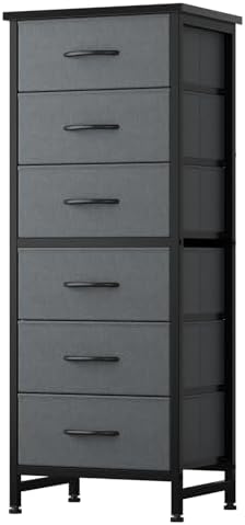 Sweetcrispy Tall Fabric Dresser for Bedroom, 6 Drawer Chest of Drawers