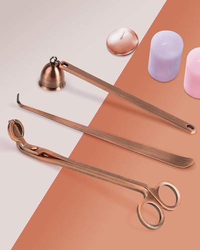 RONXS 3 in 1 Candle Wick Trimmer Set, Snuffer, Dipper, Cutter, Copper