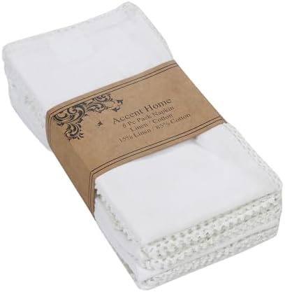 ACCENTHOME White Cloth Napkins Set of 6 18x18 inch Cotton Dinner Napkins - Washable Soft Premium Hotel Quality Reusable Napkins Perfect Table Napkins for Family Dinners, Weddings & Everyday Use