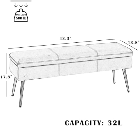 Ottoman with Storage Bench, Upholstered Large Entry Bench Brown