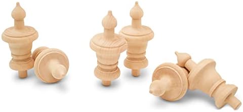 Unfinished Wood Finials Decorative, 3-1/2 inch, for Bed Post Finial, Curtain Rod Finials, Flagpole Topper, and Crafts, Pack of 25 Large Craft Finials, by Woodpeckers