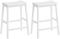 HOOBRO Bar Stools, Set of 2 Bar Chairs, 23.6 Inch Saddle Stools, Kitchen Counter Seat with Footrests, Industrial Barstools for Dining Room, Kitchen, Counter, Bar, White WW02MD01