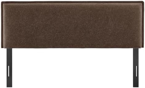 Modway Camille Queen Size Upholstered Linen Blend Headboard with Removable Slipcover – in Cocoa - Padded Pillow Style Headboard with Adjustable Mounting for Queen Beds