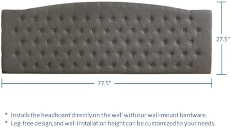 24KF Upholstered Tufted Button Linen Wall Mounted Headboard,Comfortable Fashional Headboard King/CA King Size, 6055-K-Granite