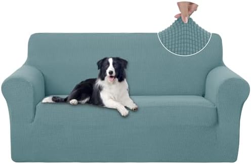 U-NICE HOME Oversized Stretch Loveseat Couch Cover, Light Blue
