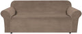 H.VERSAILTEX Stretch Velvet Sofa Covers for 3 Cushion Couch Covers Furniture Protector Soft with Non Slip Elastic Bottom, Crafted from Thick Comfy Rich Velour (Large Sofa 90"-97", Coco Mocha)