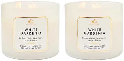 Bath & Body Works 3-Wick Candle, White Gardenia, Soy Wax Blend, 2 Pack