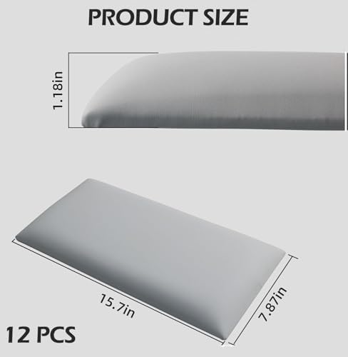 Elvone Upholstered Peel and Stick Headboard Panels, Grey, 12 Pack