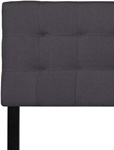 Emma + Oliver Dark Gray King Quilted Tufted Headboard