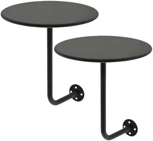 2 PS Wall Mounted Side Table Round Floating Nightstand L-Bracket Bar Table