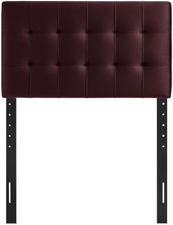 Modway Lily Twin Size Stain-Resistant Performance Velvet Headboard in Mulberry - Velvet Upholstery with Button Tufting and 4 Adjustable Height Positions