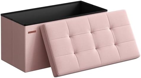 SONGMICS 30 Inches Folding Storage Ottoman Bench, Load 660 lb