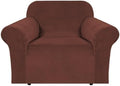 H.VERSAILTEX Stretch Velvet Armchair Cover Couch Covers 1 Cushion Chair Slipcover for Living Room Furniture Cover Crafted from Thick Comfy Rich Velour (Chair 31"-49", Burnt Brick)
