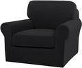 Turquoize 2 Piece Chair Covers Chair Slipcovers for Living Room Armchair Couch Cover Chair Sofa Cover with Individual Cushion Covers Furniture Cover for Chairs Feature Jacquard Fabric (Chair, Black)