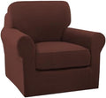 Turquoize 2 Piece Chair Covers Armchair Slipcovers for Living Room Small Armchair Chair Cover with Arms Washable Furniture Cover for Chairs Feature Thick Jacquard Fabric (Small Armchair, Burnt Brick)