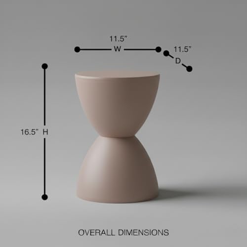 Euro Style Sallie Indoor/Outdoor Stool or End Table | Modern Hourglass Accent Style | UV- Protected Plastic Extra Seating or End Table for Patio, Balcony, Poolside, Entryway, or Living Room | Taupe