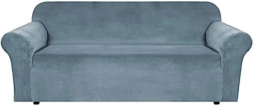 H.VERSAILTEX Stretch Velvet Sofa Covers Large Couch Covers Sofa Slipcovers Furniture Protector Soft with Non Slip Elastic Bottom, Feature Thick Comfy Rich Velour (XL Sofa, 98"-105", Stormy Blue)