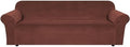 H.VERSAILTEX Stretch Velvet Sofa Covers Large Couch Covers Furniture Protector Soft with Non Slip Elastic Bottom, Feature Thick Comfy Rich Velour (Extra Large Sofa 98"-105", Burnt Brick)