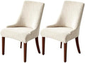 MIFXIN Wingback Side Chair Covers Dining Chair Slipcover Jacquard Stretch Sloping Armchair Protector Arm Chair Seat Cover for Dining Room Living Room Banquet Home Decor (Beige, 2 Pcs)