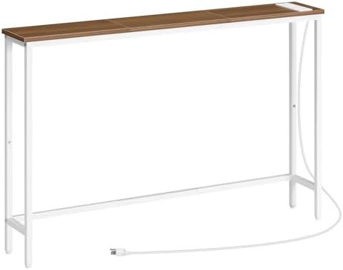 HOOBRO Narrow Console Table with Power Outlets, 44.9 Inches Sofa Table Slim