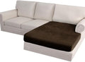 Sectional Couch Cushion Cover Leather-Look 1PC Stretch Chaise Seat Slipcover for Living Room Individual Sectional Cushion Protector, Pet-Friendly, Non-Slip, Easy Fit - Coffee