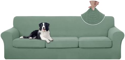 U-NICE HOME 4 Pieces Oversized Stretch Couch Cover Slipcover, Olive Green
