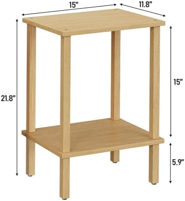 TUTOTAK End Table, Set of 2, Side Table, Nightstand, 2-Tier Storage Shelf