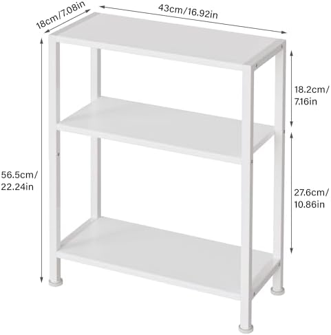 3-Tier Side Table Set of 2, Small End Table, Sofa Side Table for Narrow Spaces, Slim End Table, Nightstand Table, for Living Room Bedroom Office, White