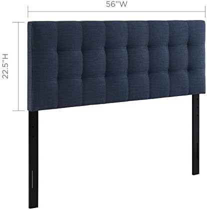 Modway Lily Tufted Linen Fabric Upholstered Full Headboard in Navy