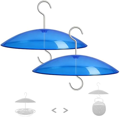 8" Mini Plastic Rain Cover for Bird Feeder, 2-Pack Blue Weather Guard Dome