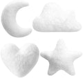 Novabright 4 Pcs Moon Star Cloud Heart Plush Pillow, White 15.7 Inch