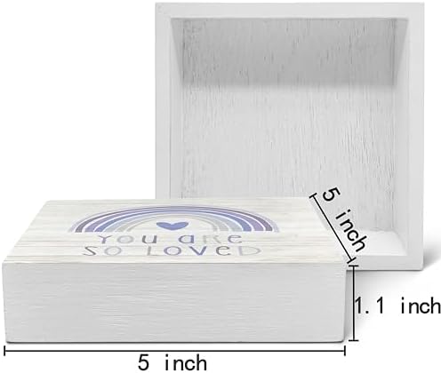 SRADMO You Are So Loved Rainbow Heart Wood Box Sign, Kids Inspirational Quotes Wooden Block Box Sign Decor for Kids Room, Nursery, Playroom Shelf, Table Decorative Accessories