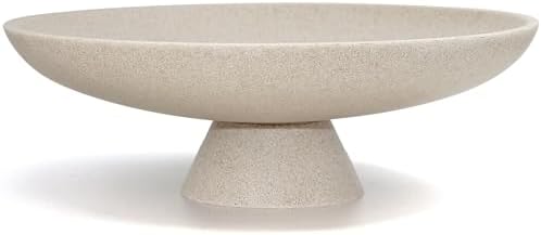 LIN CHUAN Large Decorative Bowl, Resin Pedestal Fruit Bowl, Beige